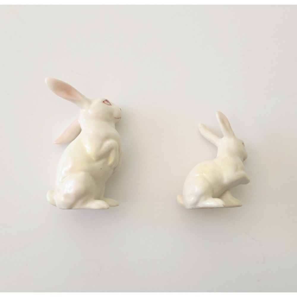 Vintage Lefton Bunny Rabbit Figurines Pair Made In Japan - Picture 2 of 14